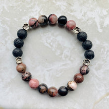Load image into Gallery viewer, Black Lace Rhodonite &amp; Lava Stone Bracelet
