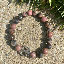 Load image into Gallery viewer, Black Lace Rhodonite Peace Bracelet
