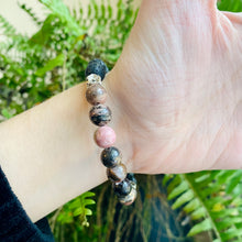 Load image into Gallery viewer, Black Lace Rhodonite &amp; Lava Stone Bracelet
