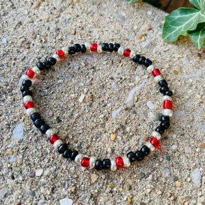 Black, Red, & Silver Anklet