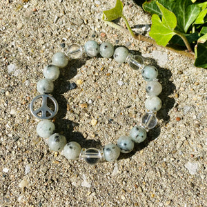 Kiwi Jasper & Clear Quartz Peace Bracelet