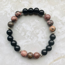 Load image into Gallery viewer, Black Lace Rhodonite &amp; Onyx Bracelet
