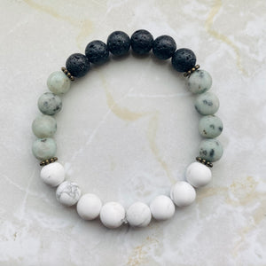 Kiwi Jasper, Howlite, Lava Stone Bracelet