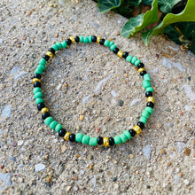 Load image into Gallery viewer, Green, Black, &amp; Gold Anklet
