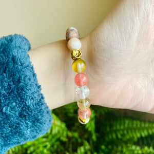 Pink Zebra Stone, Cherry Quartz, Lava Stone Bracelet