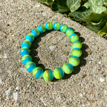 Load image into Gallery viewer, Blue, Green, &amp; Gold Glass Bracelet
