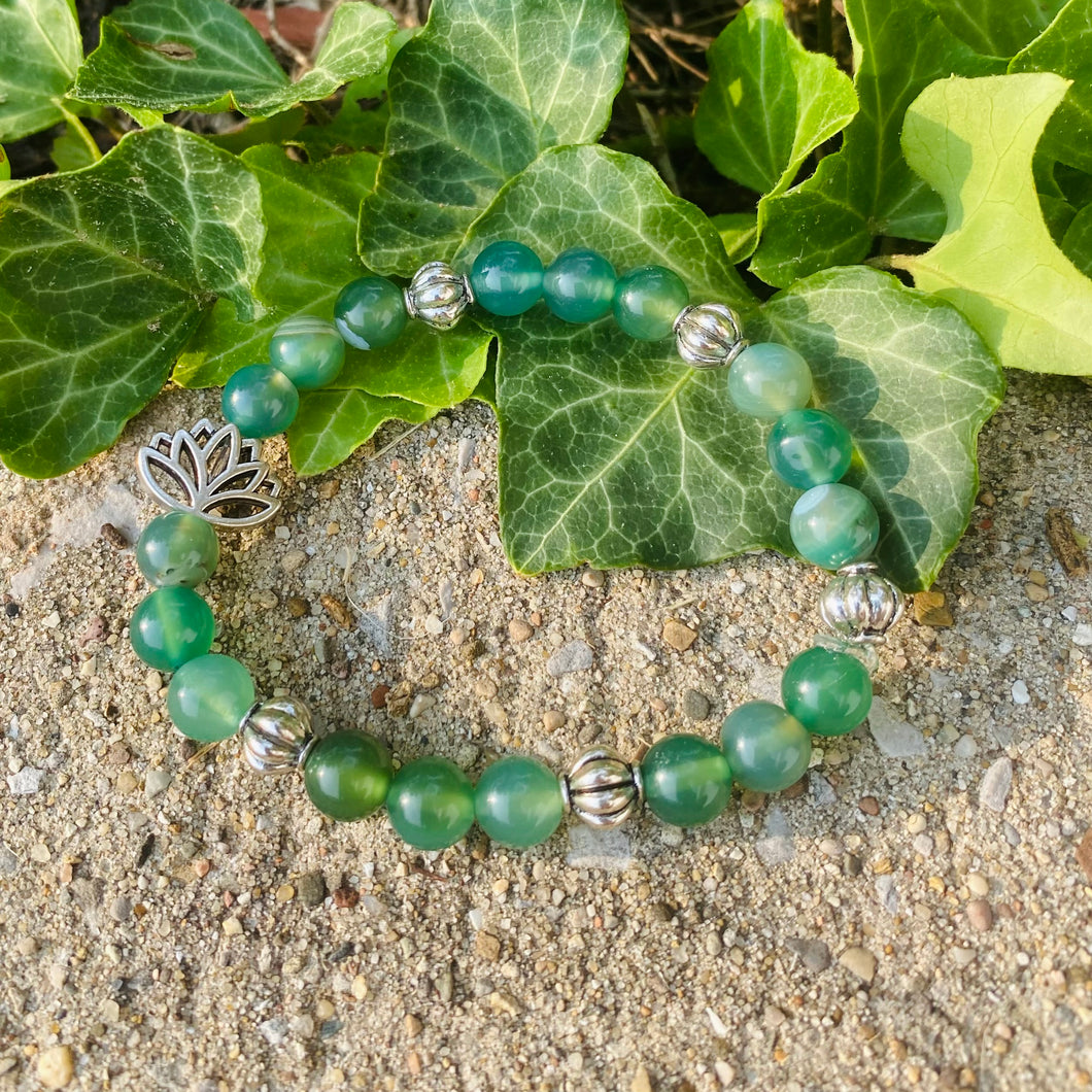 Green Agate Lotus Bracelet