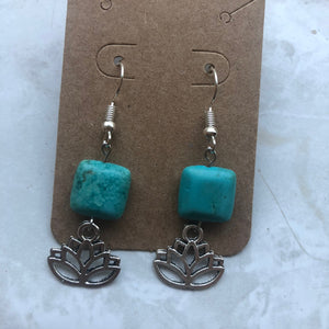 Amazonite & Lotus Earrings