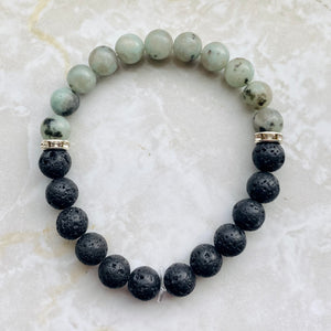 Kiwi Jasper & Lava Stone Bracelet