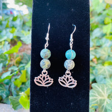 Load image into Gallery viewer, African Turquoise & Lotus Earrings
