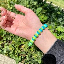 Load image into Gallery viewer, Blue, Green, &amp; Gold Glass Bracelet
