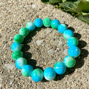Blue & Green Splatter Glass Bracelet