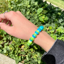 Load image into Gallery viewer, Blue, Green, &amp; Gold Glass Bracelet

